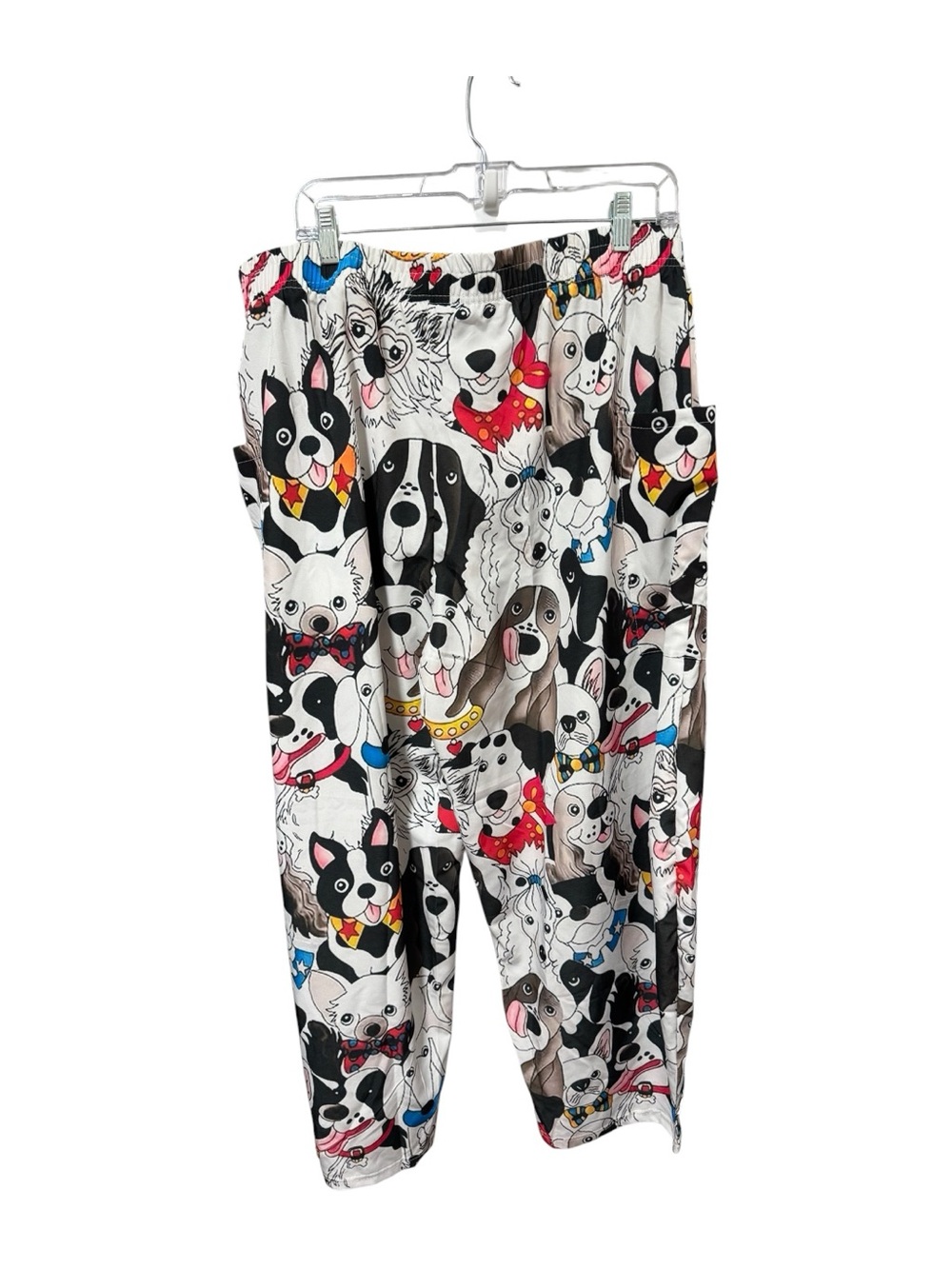 Whimsical Dog Print Track Pants - White Multi